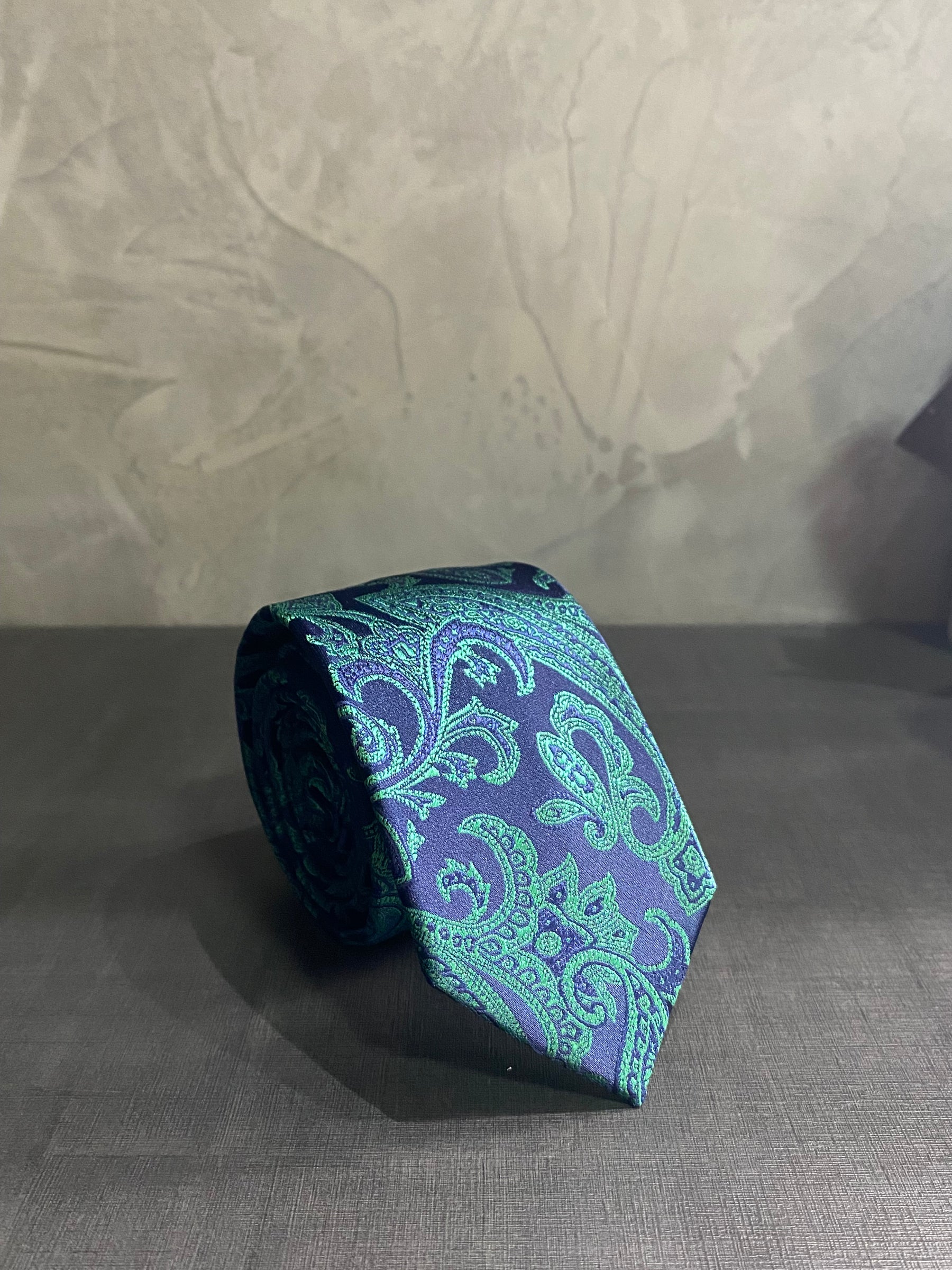 Gravata Azul Marinho/Verde