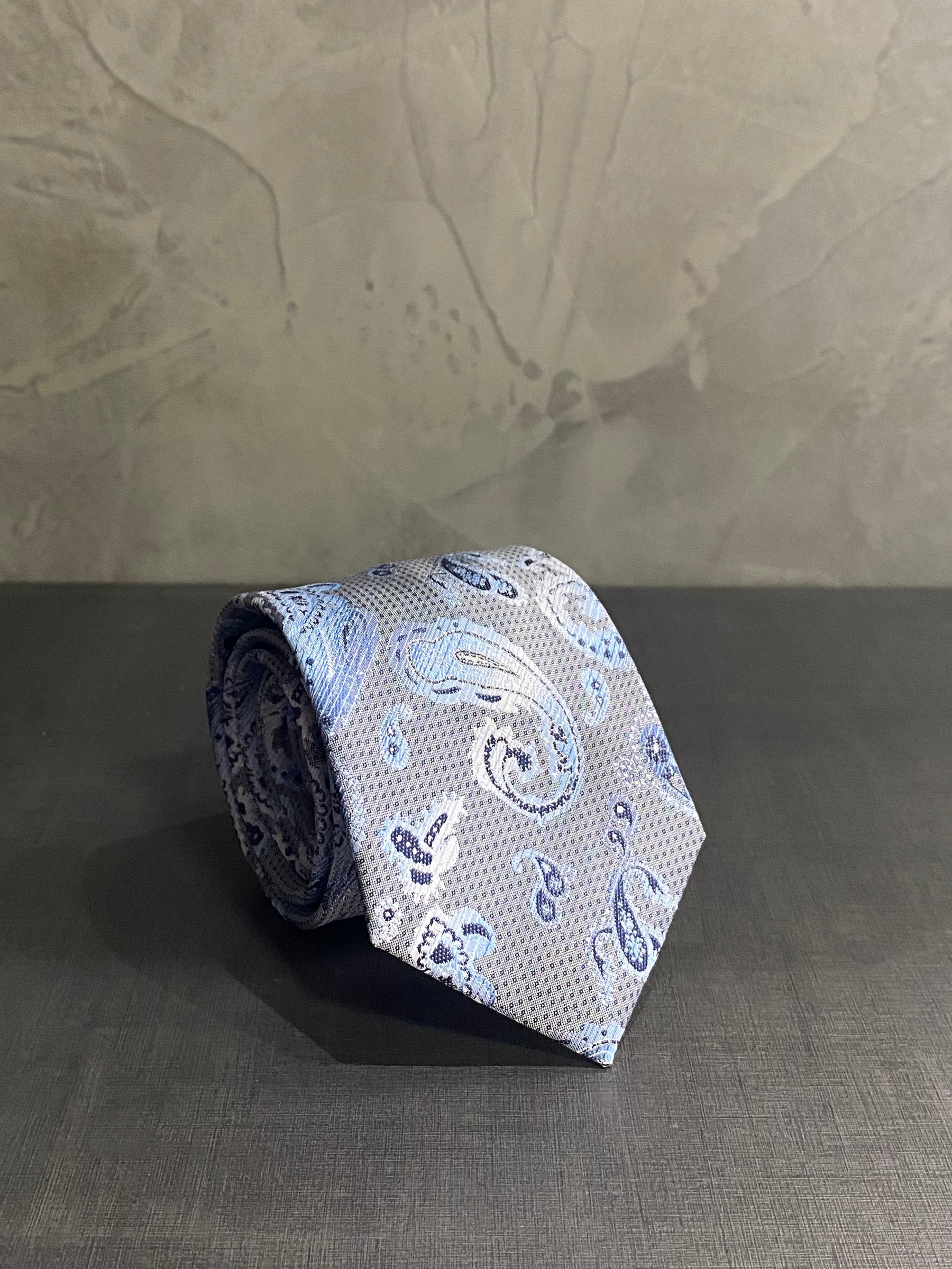 Gravata Cinza/Azul Kashmir
