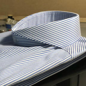 Camisa Cutaway Listrada Azul