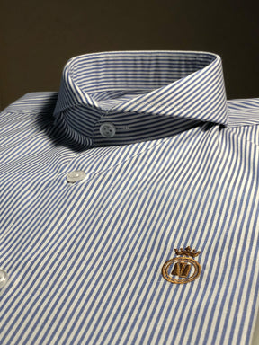 Camisa Cutaway Listrada Azul