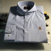Camisa Cutaway Listrada Azul